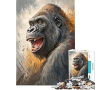 Puzzle per ragazzi da 1000 pezzi con ritratto di gorilla sorridente Un'opera d'arte stimolante da completare un giocattolo educativo adatto a persone dai 14 anni in su (38x26cm)