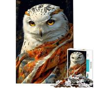 Puzzle per ragazzi da 1000 pezzi con ritratto di gufo delle nevi puzzle di animali per adulti gioco per famiglie gara di velocità manuale regali di Natale e compleanno (dimensioni 38x26cm)