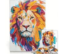 Puzzle per ragazzi da 1000 pezzi con ritratto di leone colorato, gioco pratico, per divertimento in famiglia, ideale come regalo per tutta la famiglia 38x26cm
