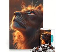 Puzzle per ragazzi da 1000 pezzi con ritratto di leone dallo sguardo fiero gioco impossibile divertente antistress ideale come regalo 50x75cm