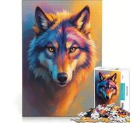 Puzzle per ragazzi da 1000 pezzi con ritratto di lupo alfa dai colori vivaci gioco rompicapo per genitori e figli regalo di compleanno 38x52cm