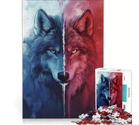 Puzzle per ragazzi da 1000 pezzi con ritratto di lupo bicolore, gioco interattivo, difficile e stimolante, cerca un gioco impegnativo 38x26cm