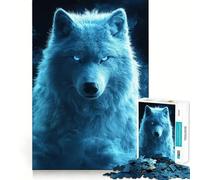 Puzzle per ragazzi da 1000 pezzi con ritratto di lupo blu,bordo di alta qualità,gioco che stimola la concentrazione,divertimento per il tempo libero,regalo artistico di Natale 50x75cm