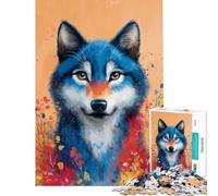 Puzzle per ragazzi da 1000 pezzi con ritratto di lupo colorato e decorazioni floreali Un gioco avvincente per coltivare la pazienza un rompicapo perfetto per decorare e regalare qualcosa di divertente