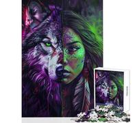 Puzzle per ragazzi da 1000 pezzi con ritratto di nativo americano gioco interattivo difficile antistress per rafforzare l'amore tra le coppie (38x26cm)