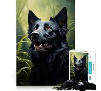 Puzzle per ragazzi da 1000 pezzi con ritratto di pastore tedesco nero,incastro perfetto Gioco creativo,ideale per il tempo libero e come regalo di Natale 50x75cm