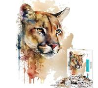 Puzzle per ragazzi da 1000 pezzi con ritratto di puma ad acquerello gioco educativo sfida gioco rilassante per divertimento in famiglia regalo di compleanno (dimensioni 38x26cm)