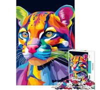 Puzzle per ragazzi da 1000 pezzi con ritratto di puma colorato giocattolo educativo per l'apprendimento gioco per famiglie decorazione da parete regalo per donne e uomini (dimensioni 38x26cm)