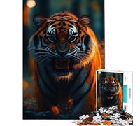 Puzzle per ragazzi da 1000 pezzi con ritratto di tigre ruggente Gioco per famiglie giocattolo avvincente per coltivare la pazienza ottimo regalo per chi ama giocare e migliorare la memoria (50x75cm)