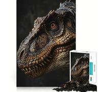 Puzzle per ragazzi da 1000 pezzi con ritratto di Tyrannosaurus Rex dai bordi perfetti, divertente gioco di logica, regalo, accogliente e divertente, decorazione natalizia da parete (38x26cm)