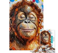 Puzzle per ragazzi da 1000 pezzi con ritratto di un orango sorridente giocattolo fai-da-te per la decorazione della casa ideale come regalo per tutta la famiglia (dimensioni 38x26cm)