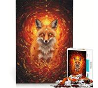 Puzzle per ragazzi da 1000 pezzi con ritratto di volpe mistica e motivo floreale gioco pratico per il divertimento in famiglia ideale come regalo per tutta la famiglia 38x26cm