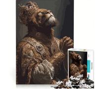 Puzzle per ragazzi da 1000 pezzi con ritratto reale del Re Leone gioco rilassante antistress regalo di compleanno o per occasioni speciali 50x75cm