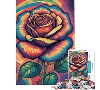 Puzzle per ragazzi da 1000 pezzi con rosa psichedelica gioco educativo gioco intellettuale ottimo regalo un'opera d'arte (dimensioni 38x26cm)