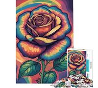 Puzzle per ragazzi da 1000 pezzi con rosa psichedelica gioco educativo gioco intellettuale ottimo regalo un'opera d'arte (dimensioni 50x75cm)