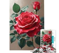 Puzzle per ragazzi da 1000 pezzi con rosa rossa in fiore e bocciolo Gioco per tutta la famiglia giocattolo avvincente per coltivare la pazienza ottimo regalo migliora la memoria (dimensioni 75x50cm)