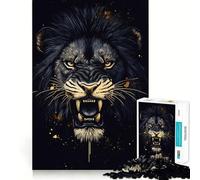 Puzzle per ragazzi da 1000 pezzi con ruggito di leone nero,grafica di alta qualità,gioco che stimola la concentrazione,ideale per il tempo libero,regalo di Natale 38x52cm