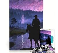Puzzle per ragazzi da 1000 pezzi con sagoma di cowboy sotto un cielo tempestoso, gioco divertente, antistress, ogni pezzo è unico 38x52cm