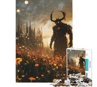 Puzzle per ragazzi da 1000 pezzi con sagoma di demone in un campo ideale per compleanni e Natale Gioco impegnativo e stimolante adatto a ragazzi dai 14 anni in su (50x75cm)