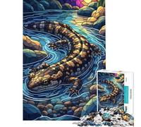 Puzzle per ragazzi da 1000 pezzi con salamandra nel ruscello in stile vetrata artistica Gioco rompicapo per adulti decorazione da parete regalo di Natale e compleanno (dimensioni 38x52cm)