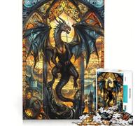 Puzzle per ragazzi da 1000 pezzi con scena della vetrata della cattedrale, gioco pratico, ideale per passare il tempo durante le vacanze, con poster e foglio di curiosità abbinati 38x26cm