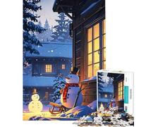 Puzzle per ragazzi da 1000 pezzi con scena di baita invernale e pupazzi di neve Difficile e stimolante con elementi di analisi e logica Giocattolo decorativo per la casa adatto a ragazzi dai 14 anni