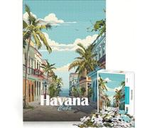 Puzzle per ragazzi da 1000 pezzi con scena di strada dell'Avana, gioco fai-da-te, stimola la memoria, con poster e foglio di curiosità abbinati 50x75cm