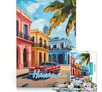 Puzzle per ragazzi da 1000 pezzi con scena di strada dell'Avana, gioco interattivo, attività divertenti da fare a casa, con poster e foglio di curiosità abbinati 50x75cm