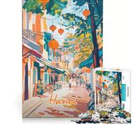 Puzzle per ragazzi da 1000 pezzi con scena di strada di Hanoi, giochi rilassanti, attività divertenti da fare a casa, gioco dal design accattivante 38x52cm