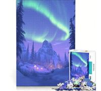 Puzzle per ragazzi da 1000 pezzi con scena invernale e aurora boreale, giocattolo decorativo da parete, ideale per passare il tempo durante le vacanze, regalo di compleanno o di viaggio, 38x52cm