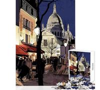 Puzzle per ragazzi da 1000 pezzi con scena notturna di Montmartre Street ideale per il relax decorazione murale e per la casa perfetto per l'interazione genitore-figlio (38x26cm)