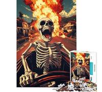 Puzzle per ragazzi da 1000 pezzi con scheletro che attraversa il fuoco Puzzle per adulti fai da te ideale per passare il tempo in casa durante le vacanze perfetto come regalo per tutta la famiglia