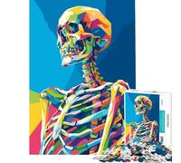 Puzzle per ragazzi da 1000 pezzi con scheletro colorato illustrazione in stile pop art giocattolo educativo gioco pratico di analisi e logica idee regalo (dimensioni 50x75cm)