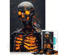 Puzzle per ragazzi da 1000 pezzi con scheletro in fiamme e bordi perfetti,divertente gioco di abilità mentale,gioco tranquillo e divertente,ideale per compleanni e attività artistiche (38x26cm)