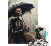 Puzzle per ragazzi da 1000 pezzi con scheletro sotto la pioggia difficile e stimolante decorazione murale gioco per famiglie dai 14 anni in su (50x75cm)