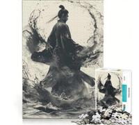 Puzzle per ragazzi da 1000 pezzi con schizzi d'inchiostro samurai giocattolo educativo per divertimento in famiglia per rafforzare l'amore tra le coppie 50x75cm