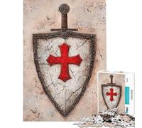 Puzzle per ragazzi da 1000 pezzi con scudo e spada da crociato Gioco divertente per adulti che migliora la memoria compleanno e Natale (dimensioni 38x52cm)