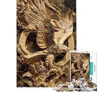 Puzzle per ragazzi da 1000 pezzi con scultura di aquila dorata su sfondo marmorizzato puzzle per adulti giochi per famiglie schema di assemblaggio offerta come regalo per tutta la famiglia (38x26cm)