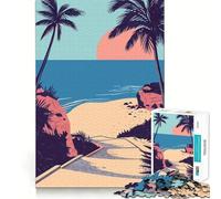 Puzzle per ragazzi da 1000 pezzi con sentiero tropicale sulla spiaggia, decorazione con ritagli precisi, giocattolo creativo e divertente, gioco di pace, pezzo artistico natalizio (38x52cm)