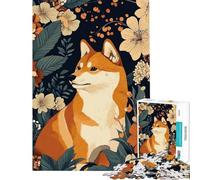 Puzzle per ragazzi da 1000 pezzi con Shiba Inu in un giardino fiorito sfida educativa per divertimento in famiglia giocattolo fai-da-te adatto a partire dai 14 anni (50x75cm)