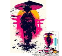 Puzzle per ragazzi da 1000 pezzi con silhouette di geisha al tramonto Sfida educativa per migliorare la memoria Gioco divertente per ragazzi dai 14 anni in su 50x75cm