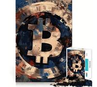 Puzzle per ragazzi da 1000 pezzi con simbolo Bitcoin,disegno finemente ritagliato,attività stimolante per la mente,momento di relax,regalo di Natale rilassante (50x75cm)