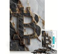 Puzzle per ragazzi da 1000 pezzi con simbolo Bitcoin su marmo bianco,pezzi ben definiti,gioco intelligente,regalo,gioco per il tempo libero,scena natalizia (38x52cm)