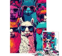 Puzzle per ragazzi da 1000 pezzi con simpatici lama dagli occhiali da sole Puzzle per adulti gioco interattivo un'opera d'arte per l'interazione genitore-figlio (dimensioni 38x26cm)