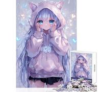 Puzzle per ragazzi da 1000 pezzi con simpatico gatto e felpa anime giochi educativi attività per famiglie giocattolo educativo con poster abbinato e foglio di curiosità (50x75cm)