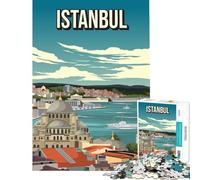 Puzzle per ragazzi da 1000 pezzi con skyline di Istanbul paesaggio urbano poster di viaggio giochi rilassanti giocattoli educativi regali per il Secret Santa taglio di precisione (dimensioni 38x26cm)