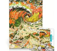 Puzzle per ragazzi da 1000 pezzi con soggetto astratto Onde dell'oceano, gioco interattivo per tutta la famiglia, compleanno e Natale 38x52cm