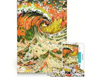 Puzzle per ragazzi da 1000 pezzi con soggetto astratto Onde dell'oceano, gioco interattivo per tutta la famiglia, compleanno e Natale 38x52cm