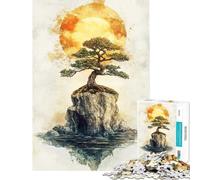 Puzzle per ragazzi da 1000 pezzi con soggetto Bonsai solitario in riva al mare Puzzle impegnativo da completare ideale compleanno e Natale 50x75cm