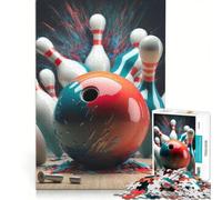 Puzzle per ragazzi da 1000 pezzi con soggetto bowling, gioco divertente, allena la mente e la mano, ideale come decorazione da scrivania 50x75cm